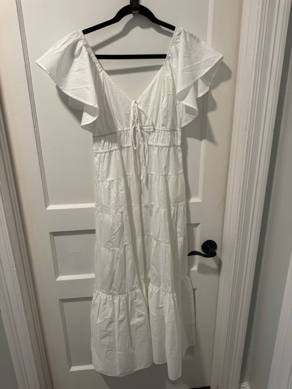 HYFVE White Tie-Front Flutter Sleeve Maxi Dress